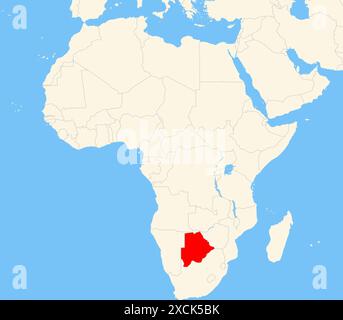 Localisateur carte montrant l'emplacement du pays Botswana en Afrique. Le pays est mis en évidence par un polygone rouge. Les petits pays sont également marqués WIT Banque D'Images