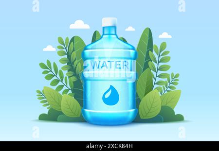 Livraison d'eau filtrée pour boire, éco couverture publicitaire. Vecteur Illustration de Vecteur