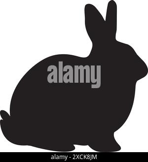 Silhouette de lapin. Lapin de Pâques. Isolé sur fond blanc. Une simple icône noire de lièvre. Animal mignon. Idéal pour logo, emblème, pictogramme, impression, des Illustration de Vecteur