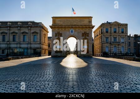 Porte du Peyrou au crépuscule, Montpellier, Occitanie, France Banque D'Images