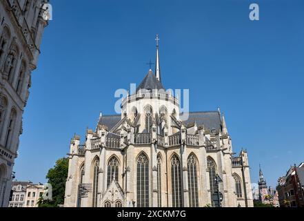 Louvain, Belgique ; juin,07,2024 ; abside à l'extrémité est de l'église Saint-Pierre (Saint-Pétersskerk) à Louvain, Belgique. Gros plan de l'abside avec des contreforts et Banque D'Images