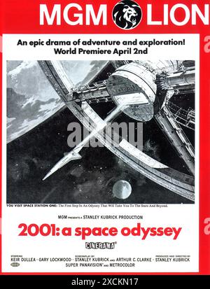 1968 2001 : une affiche promotionnelle de film original Space Odyssey. Réalisé par Stanley Kubrick- MGM LION dans Cinerama Banque D'Images