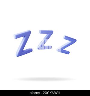 Émoji 3d signe ZZZ isolé sur blanc Illustration de Vecteur