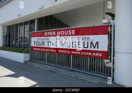 Los Angeles, Californie, États-Unis 14 juin 2024 psychiatrie : une industrie de la mort Musée de Scientologie sur Sunset Blvd le 14 juin 2024 à Los Angeles, Californie, États-Unis. Photo de Barry King/Alamy Stock photo Banque D'Images