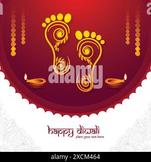 Joyeux festival diwali pour la déesse maa lakshmi charan ou paduka fond de carte Illustration de Vecteur