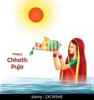 Illustration de fond de carte de vacances joyeux chhath puja Illustration de Vecteur