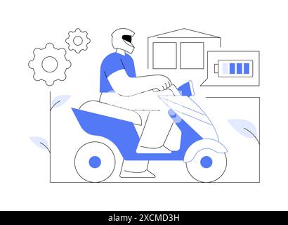 Illustrations vectorielles de dessin animé isolées de motocyclettes électriques. Illustration de Vecteur