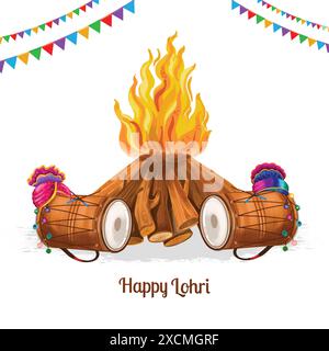 Punjabi festival Happy lohri fond de carte de vacances Illustration de Vecteur