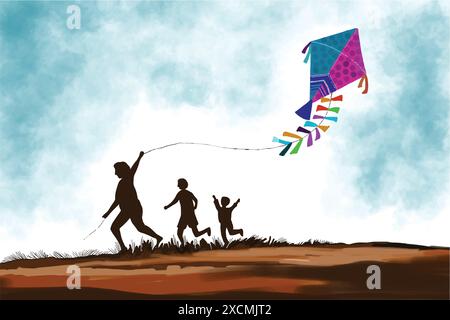 Heureux makar sankranti vacances inde fond de festival Illustration de Vecteur