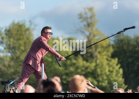 Kvaerndrup, Danemark. 15 juin 2024. Le chanteur et compositeur anglais Rick Astley donne un concert en direct lors du festival de musique danois Heartland Festival 2024 à Kvaerndrup. Banque D'Images