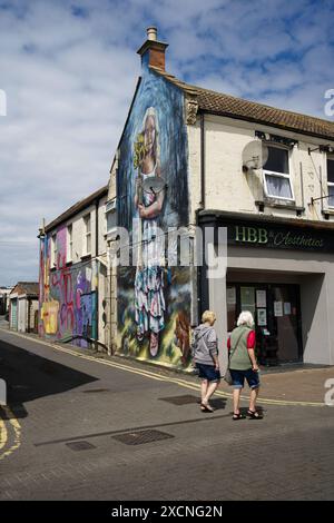 Scène de rue Burnham-on-Sea Banque D'Images