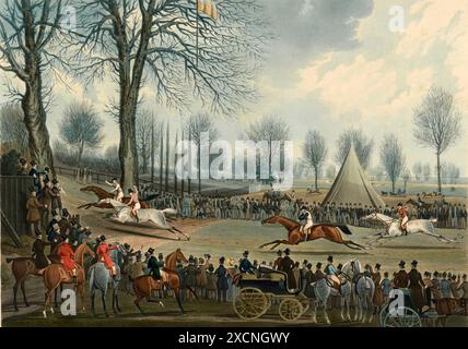 St Albans Grand Steeple Chase am 8 März, 1832, ein berühmtes Pferderennen über Geländestrecken in England von 1830 bis 1839, Historisch, digital resta Banque D'Images