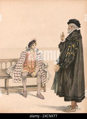 Henri de Navarre, futur Henri IV de France, enseigna les leçons de son tuteur Florent Chrestien. Illustration de Hermann Vogel parue dans Henri IV, écrite par Georges Montorgueil et publiée par Boivin en 1907. Banque D'Images