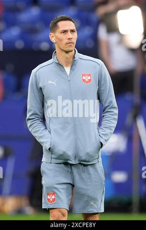 Gelsenkirchen, Allemagne. 16 juin 2024. Le serbe Sasa Lukic lors du match de football Euro 2024 entre la Serbie et l'Angleterre à l'Arena AufSchalke, stade, Gelsenkirchen, Allemagne - dimanche 16 juin 2024. Sport - Soccer . (Photo de Fabio Ferrari/LaPresse) crédit : LaPresse/Alamy Live News Banque D'Images