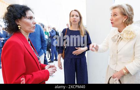 Oslo, Norvège. 18 juin 2024. La ministre belge des Affaires étrangères Hadja Lahbib, le secrétaire d'Etat de la région bruxelloise ans Persoons et la princesse Astrid de Belgique photographiés lors d'un sommet Belgique-Norvège sur l'énergie à l'Opéra d'Oslo, dans le cadre d'une mission économique en Norvège, mardi 18 juin 2024. La Princesse belge dirige une délégation belge pour discuter de la transition énergétique, de l’économie circulaire, des sciences de la vie et du design au cours des quatre prochains jours. BELGA PHOTO BENOIT DOPPAGNE crédit : Belga News Agency/Alamy Live News Banque D'Images