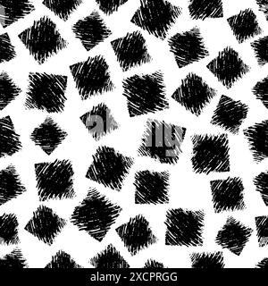 Motif sans couture avec trace de gribouillage noir dessiné à la main. Texture grunge abstraite. Illustration vectorielle Illustration de Vecteur