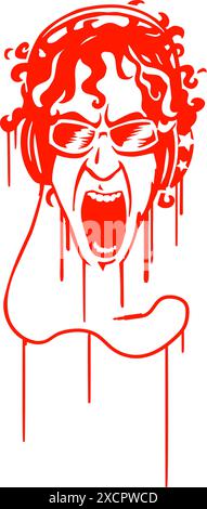 homme avec des écouteurs hurlant. style de contour, illustration vectorielle Illustration de Vecteur