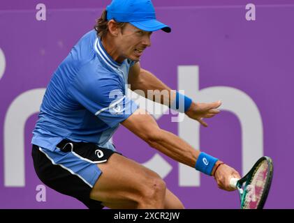 Londres, Royaume-Uni. 18 juin 2024. 18.06.2024 Cinch Tennis Championships Queens Club London. 2e Seed Alex de Minuar AUS jouant Lorenzo Musetti ITA. Musetti a gagné en 3 sets. Crédit : Leo Mason ALAMY News & Sport crédit : Leo Mason sports/Alamy Live News Banque D'Images