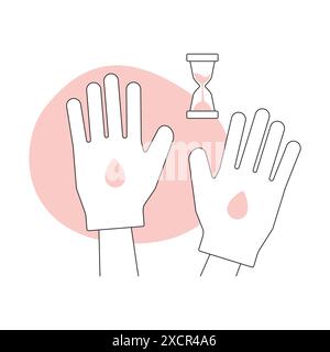 Exfoliant, hydratant ou nourrissant la peau des mains à l'aide de gants de manucure illustration vectorielle Illustration de Vecteur