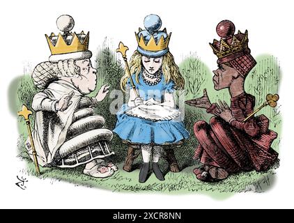 Through the Looking-Glass, and What Alice Found There (1871) est un roman de Lewis Carroll. La Reine Blanche vit à l'envers dans le temps, en raison du fait tha Banque D'Images