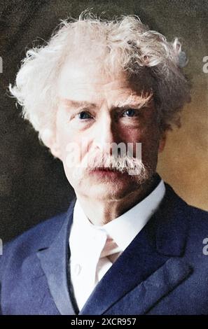 Samuel Langhorne Clemens alias Mark Twain (1835 - 1910) était un célèbre et influent auteur américain et humoriste. Son esprit et sa satire lui ont valu des éloges Banque D'Images