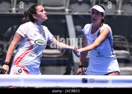 Teresa Navarro Lopez-Barajas et Ariadna Canellas Rodero participeront à la ronde 64 du premier ministre Major Padel de BNL Italie au Foro Italico à Rome, Italie, le 18 juillet 2024 Banque D'Images