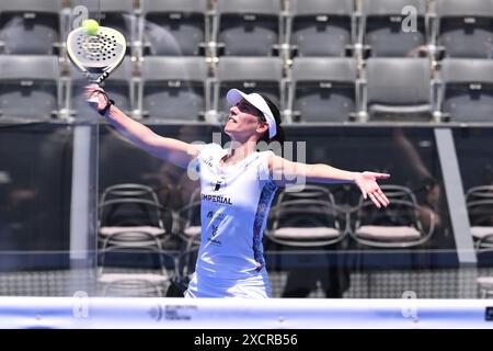 Teresa Navarro Lopez-Barajas et Ariadna Canellas Rodero participeront à la ronde 64 du premier ministre Major Padel de BNL Italie au Foro Italico à Rome, Italie, le 18 juillet 2024 Banque D'Images