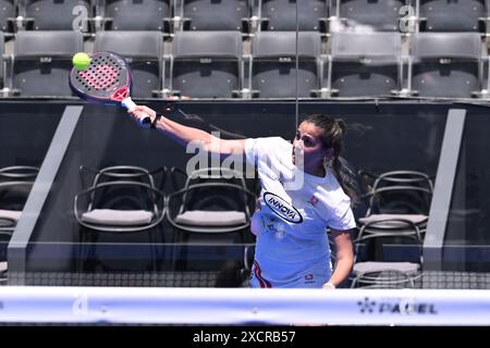 Teresa Navarro Lopez-Barajas et Ariadna Canellas Rodero participeront à la ronde 64 du premier ministre Major Padel de BNL Italie au Foro Italico à Rome, Italie, le 18 juillet 2024 Banque D'Images