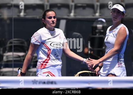 Teresa Navarro Lopez-Barajas et Ariadna Canellas Rodero participeront à la ronde 64 du premier ministre Major Padel de BNL Italie au Foro Italico à Rome, Italie, le 18 juillet 2024 Banque D'Images