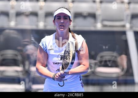 Teresa Navarro Lopez-Barajas et Ariadna Canellas Rodero participeront à la ronde 64 du premier ministre Major Padel de BNL Italie au Foro Italico à Rome, Italie, le 18 juillet 2024 Banque D'Images