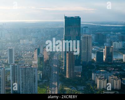 Vue aérienne de la ville de Hanoi, Ring Road 3 Pham Hung Street Banque D'Images