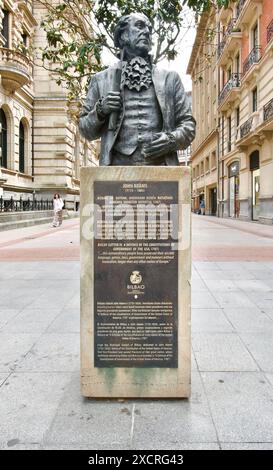 Buste du 2ème président américain John Adams qui a visité Bilbao pour apprendre à encadrer la Constitution américaine Gran via Bilbao pays Basque Euskadi Espagne Banque D'Images