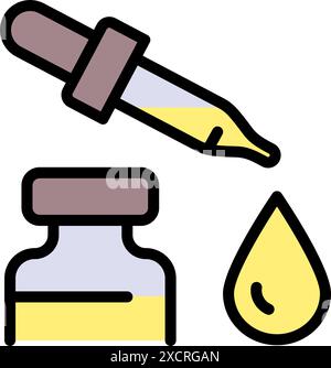 Icône de couleur huile de chanvre. Icône de vecteur plat de bouteille d'huile de cannabis. Signe simple pour le concept mobile et la conception Web. Symbole, illustration du logo. Graphiques vectoriels Illustration de Vecteur