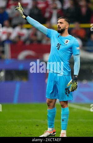 Le gardien de but géorgien Giorgi Mamardashvili lors du match du Groupe F de l'UEFA Euro 2024 au BVB Stadion Dortmund à Dortmund, en Allemagne. Date de la photo : mardi 18 juin 2024. Banque D'Images