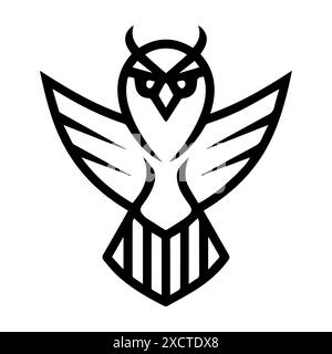 Logo Mighty Falcon ou icône de ligne moderne. Dessin au trait vectoriel et conception d'icône avec contour audacieux. Noir et blanc symbole minimaliste Pixel Perfect isoler w Illustration de Vecteur