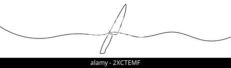 Dessin au trait modifiable en continu d'un couteau. Dessin d'une ligne de l'icône de couteau. Illustration vectorielle. Icône de couteau sur une ligne. Illustration de Vecteur