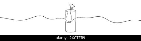 Dessin au trait modifiable en continu de dynamite. Dessin d'une ligne de l'icône dynamite. Illustration vectorielle. Icône dynamite sur une ligne. Illustration de Vecteur