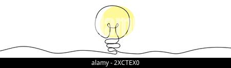 Dessin au trait continu d'une ampoule. Un arrière-plan de dessin au trait. Illustration vectorielle. Icône de lampe électrique unifilaire. Illustration de Vecteur