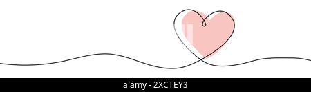 Dessin au trait modifiable continu du coeur. Arrière-plan de dessin d'une ligne. Illustration vectorielle. Forme de coeur sur une ligne. Illustration de Vecteur
