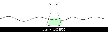 Dessin au trait modifiable en continu du flacon Erlenmeyer. Arrière-plan de dessin d'une ligne. Illustration vectorielle. Icône de flacon Erlenmeyer sur une ligne. Illustration de Vecteur