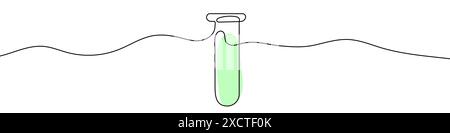 Dessin au trait modifiable en continu d'un flacon de laboratoire. Arrière-plan de dessin d'une ligne. Illustration vectorielle. Icône de flacon de laboratoire sur une ligne. Illustration de Vecteur