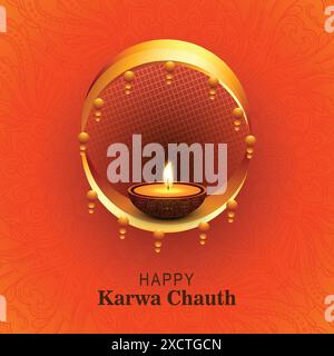 Fond de carte de festival de Happy Karwa Chauth Illustration de Vecteur