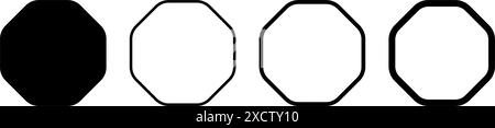 Formes et cadres octogonaux isolés sur fond blanc. Ensemble de figures polygonales géométriques avec des coins arrondis. Illustration graphique vectorielle. Illustration de Vecteur