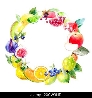 Illustration de couronne de fruits à l'aquarelle pour des conceptions créatives Banque D'Images