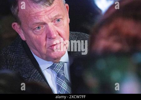 Le chef politique des modérés et ministre des Affaires étrangères Lars Lokke Rasmussen arrive au service commémoratif de la synagogue de Copenhague le samedi 14 octobre 2023. Samedi, un service commémoratif aura lieu à la synagogue de Copenhague pour les victimes de l'attaque du Hamas contre Israël. La Reine, le premier ministre et le ministre des Affaires étrangères y participeront, entre autres. Copenhague la Grande Synagogue Danemark Copyright : xKristianxTuxenxLadegaardxBergx IMG 8169 Banque D'Images