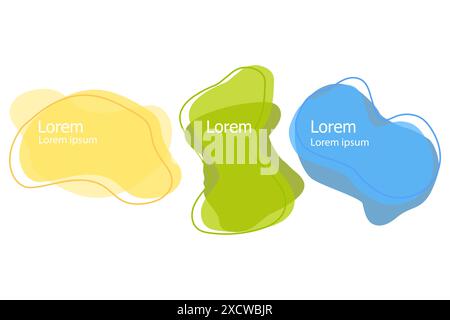 Formes fluides abstraites. Blobs de gradient colorés. Conception vectorielle moderne. Espaces réservés au texte. Illustration de Vecteur