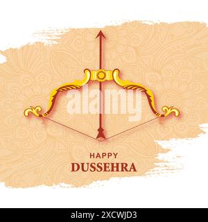 Arc décoratif et flèche dans le fond de festival heureux de Dussehra Illustration de Vecteur