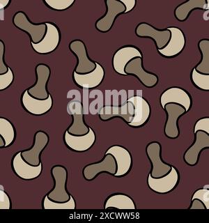Illustration isolée vectorielle d'un motif avec des champignons champignon. Illustration de Vecteur