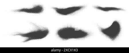 Formes en pointillés demi-teintes sur fond blanc. Blob de peinture vectorielle avec effet bruyant. Formes abstraites de course d'éclaboussures. Illustration vectorielle Illustration de Vecteur