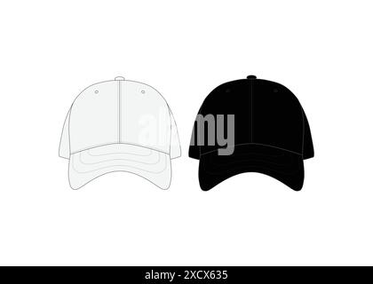 Streetwear Mock-up modèles Trucker Hat Snapback Fitted Cap Hat illustrations vectorielles 3D réaliste Black Cap Mockup Modern Fashion Accessoires Illustration de Vecteur